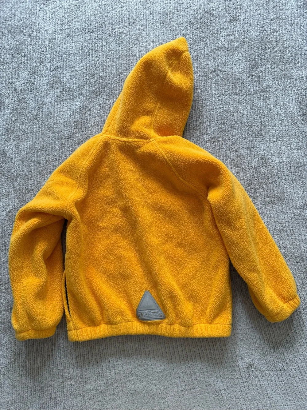 LL‎ Bean Kids Fleece Jacket Yellow Hooded Full Zip USA Made Size XS
